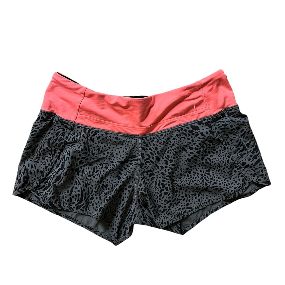 Lululemon Run Speed Shorts Women's 6 4.5" Cheetah Colorblock Bottom Elastic Gym✅